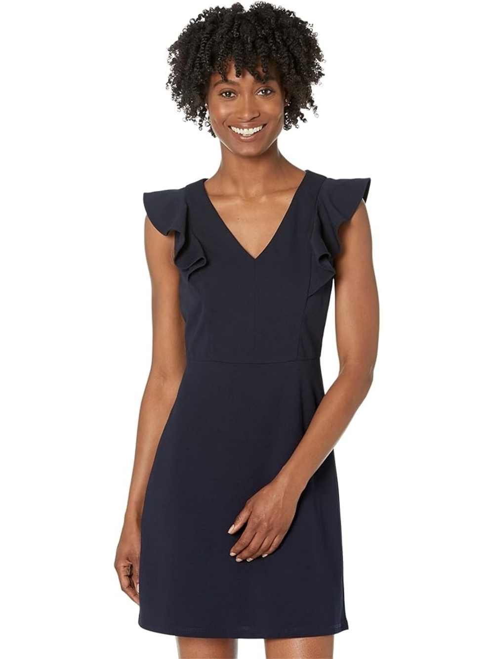 Donna Morgan Navy Flutter Sleeve V-Neck Mini Dress